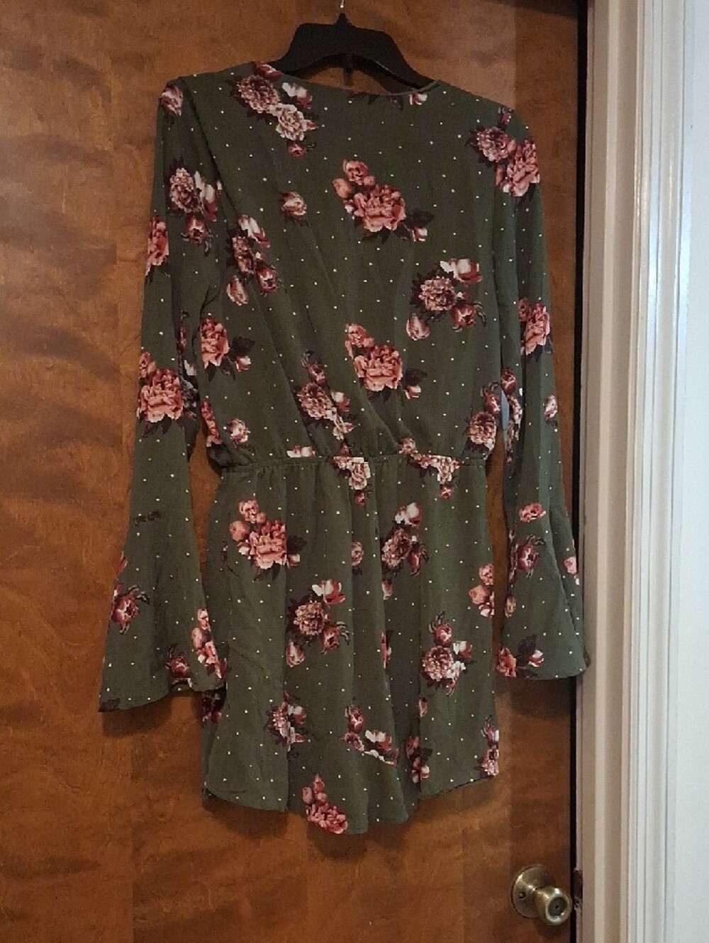 Rue21 Olive Green Floral Romper with Tie Front - Picture 2 of 3